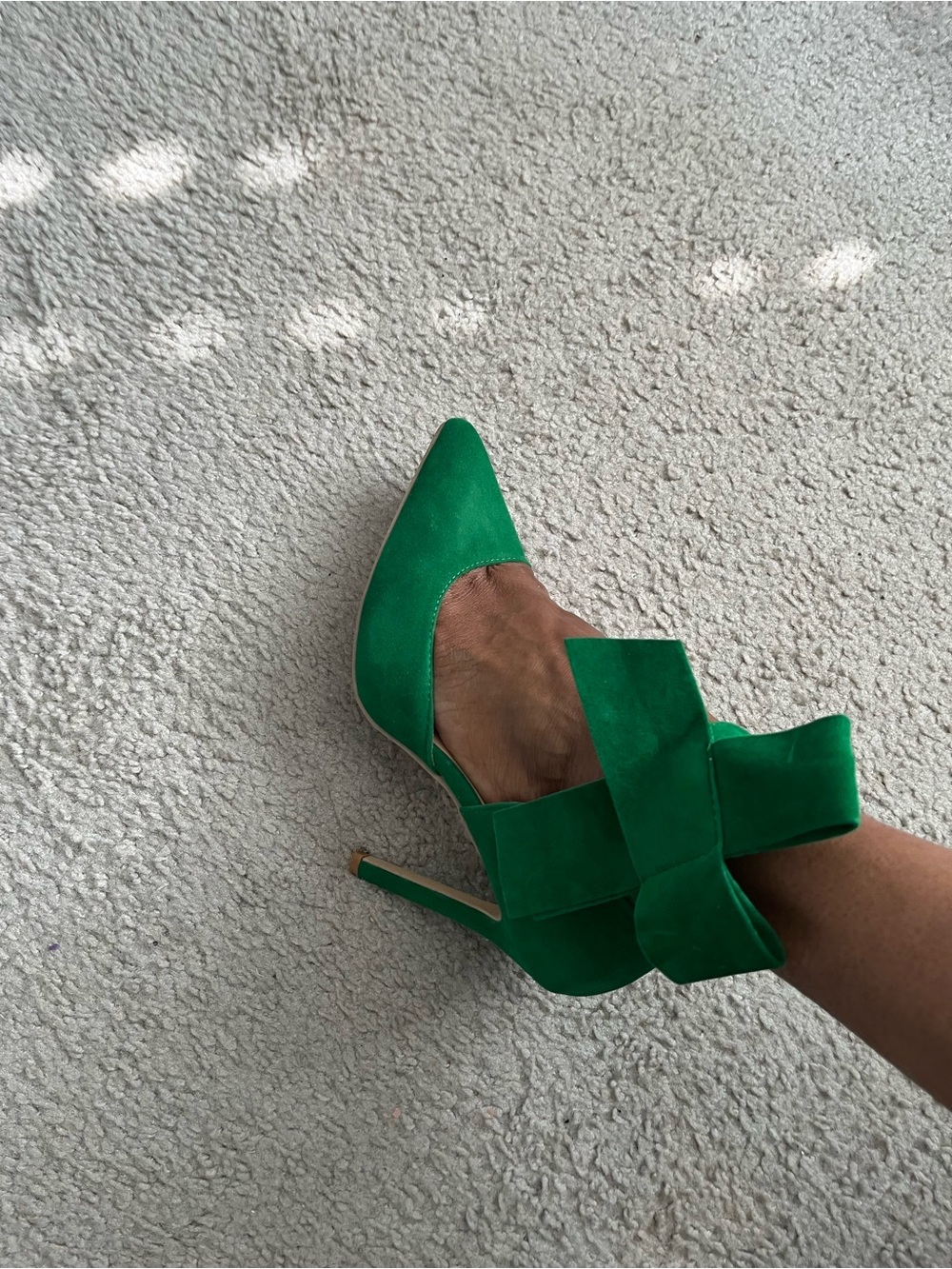 Emerald Pointed-Toe Stiletto Pump with Ankle Bow